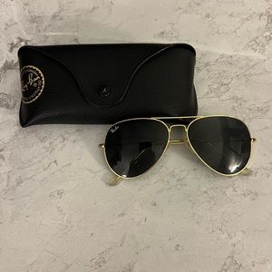 Gold Rayban Aviator Sunglasses